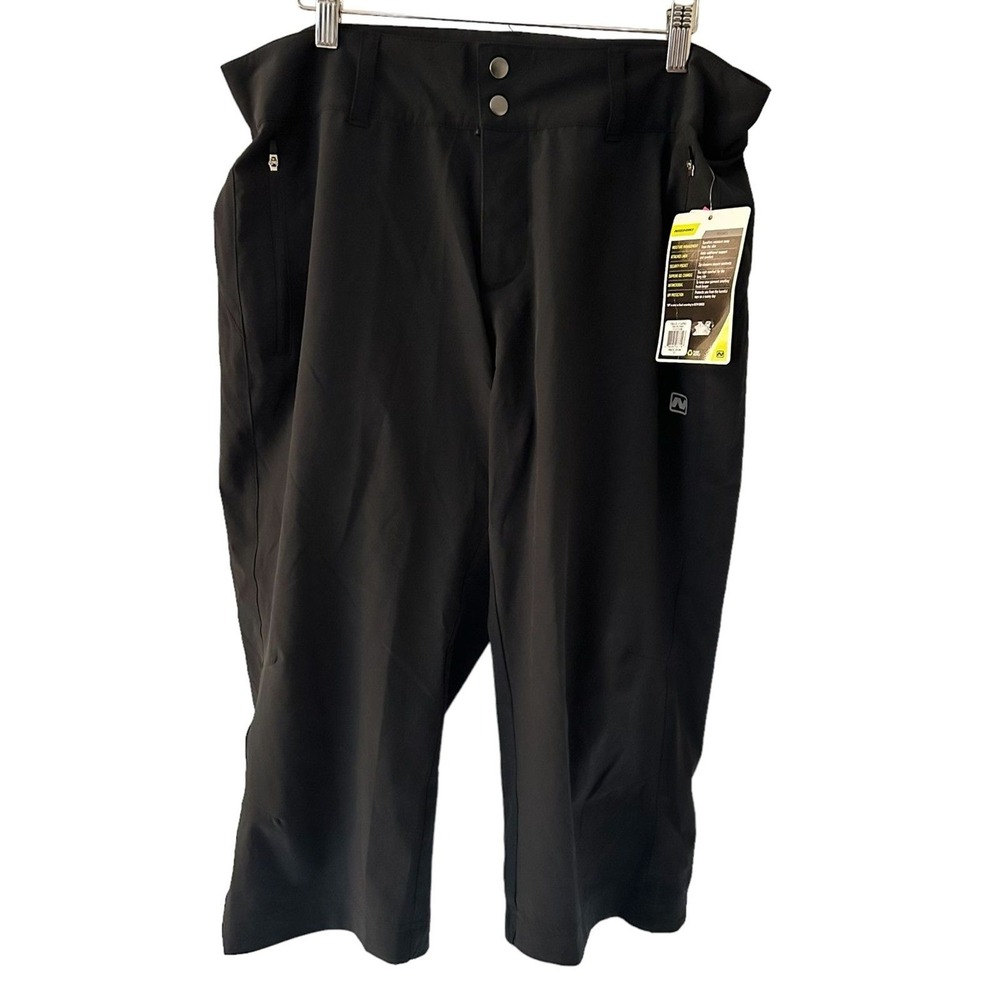 Nishiki Womens Black Nylon Cropped Stretchy Bike Pants‎ Pockets Size 12
